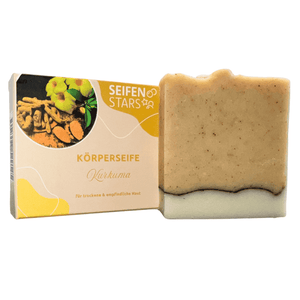 Körper- und Haarseife  "Kurkuma" – 100g von seifenstars-für fettige Haut,Vegan Plastikfrei,Palmölfrei