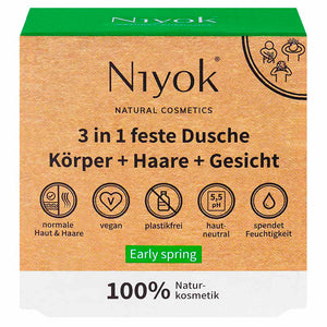 Niyok 3in1 feste Dusche für Körper Haare und Gesicht early spring 80g