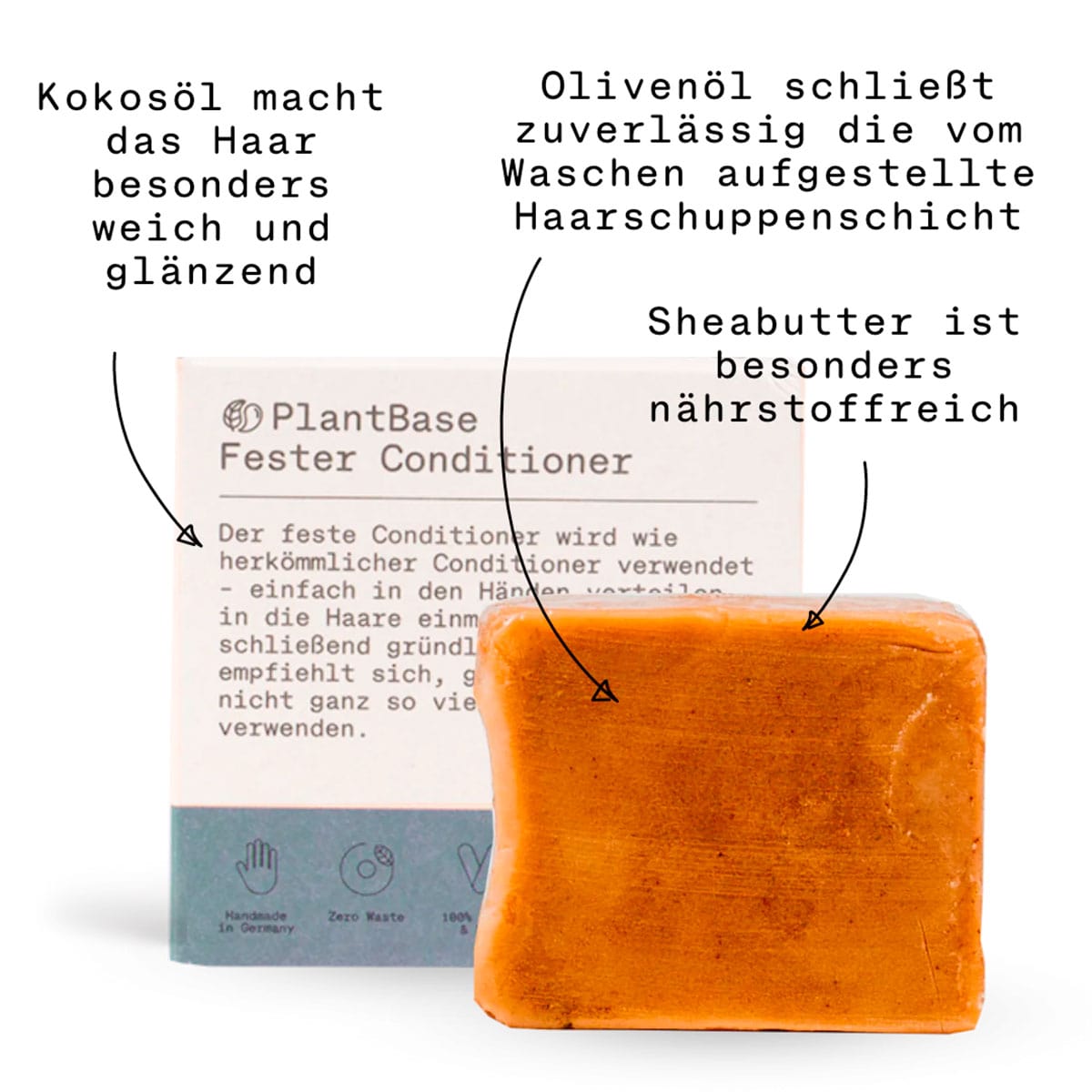 Conditioner "Lemongras" – 60g,PlantBase,Vegan,Palmölfrei,Plastikfrei,fester Conditioner