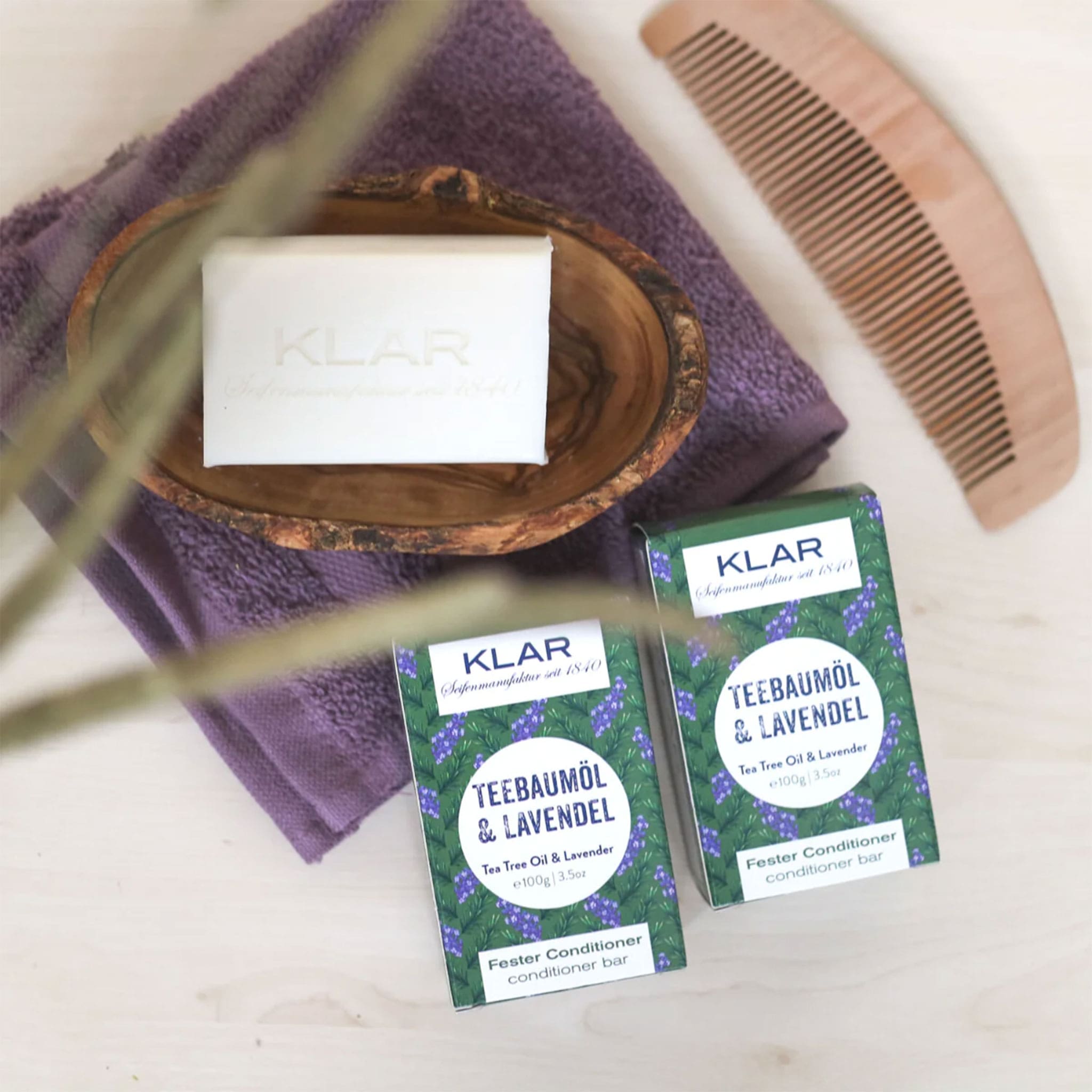Conditioner "Teebaumöl & Lavendel" – 100g,feste Spülung,Klar Seifen
