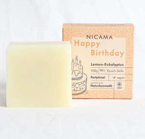 Nicama,Naturseife,Lemon,Eukalyptus,Körperseife,Vegan.Cosmos,Naturkosmetik,Happy Birthday Seife