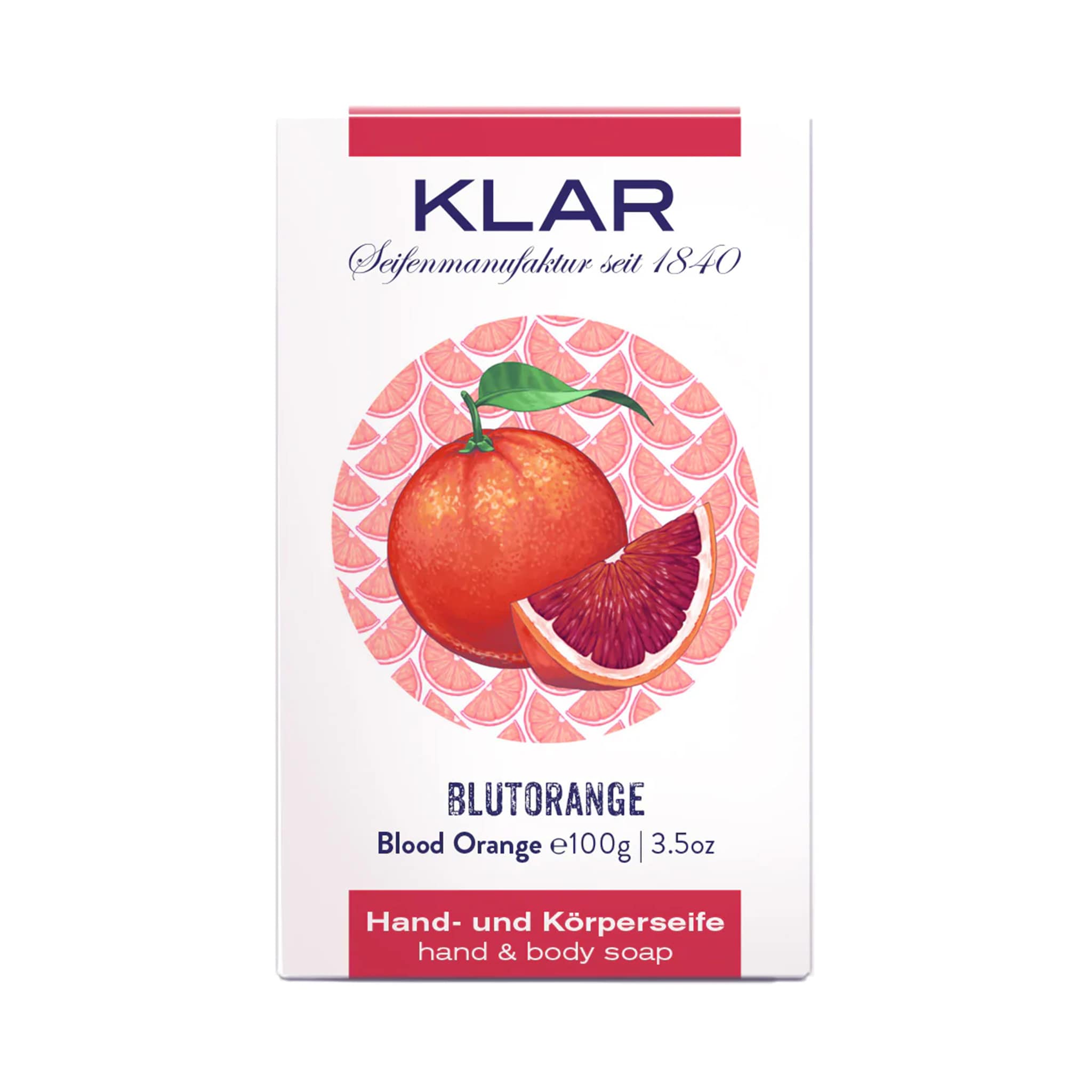 Hand- und Körperseife "Blutorange", cosmos zertifiziert – 100g,feste Naturseife,Klar Seifen