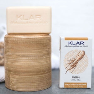 Hand- und Körperseife "Ginseng", cosmos zertifiziert – 100g,feste Natuerseife,Klar Seife