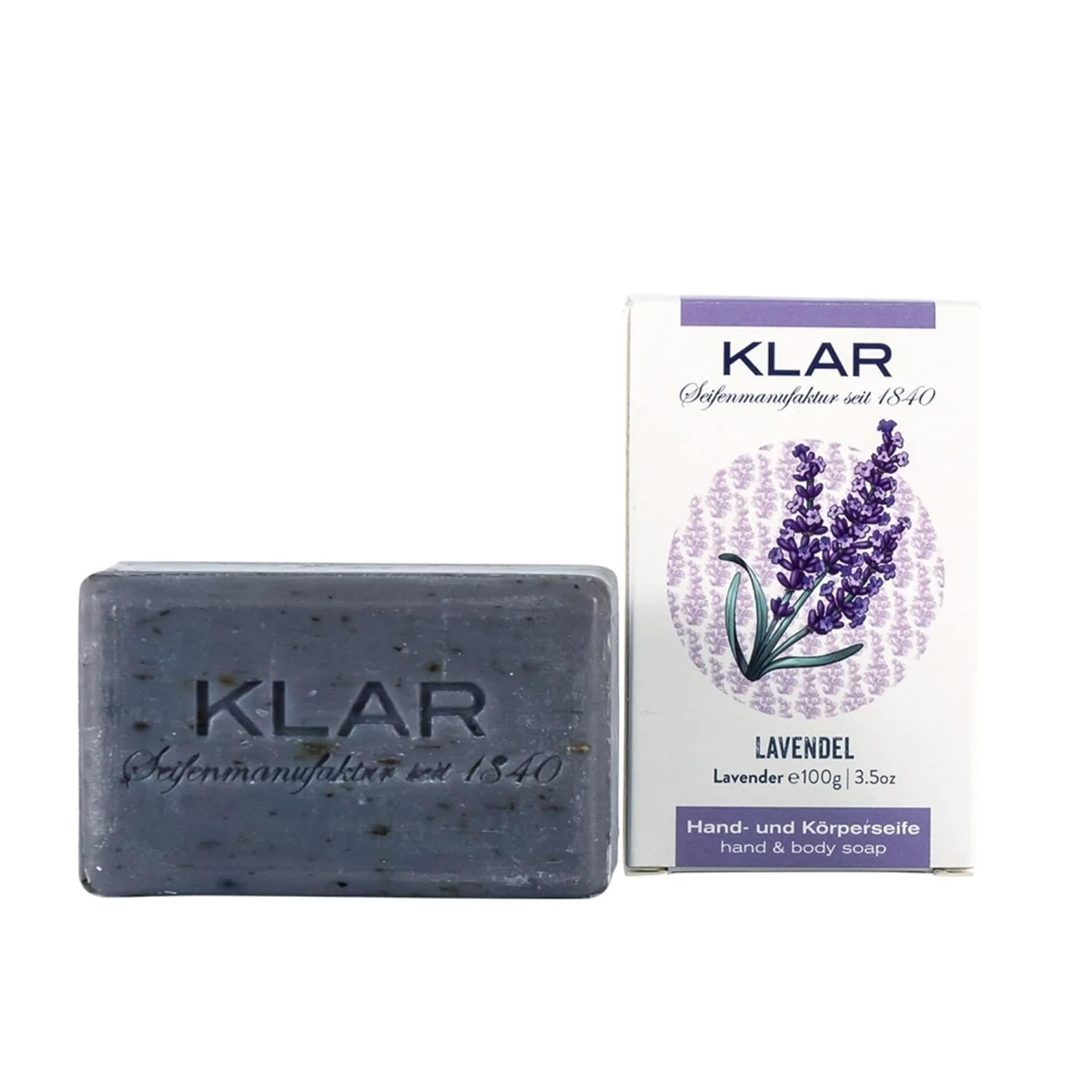 Hand- und Körperseife "Lavendel", cosmos zertifiziert – 100g,feste Naturseife,Klar Seife