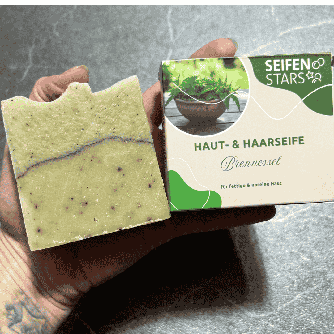 Haut-und Haarseife Brennesselseife von seifenstars 100g Vegan_Palmoelfrei_Tierversuchsfrei_Plastikfrei
