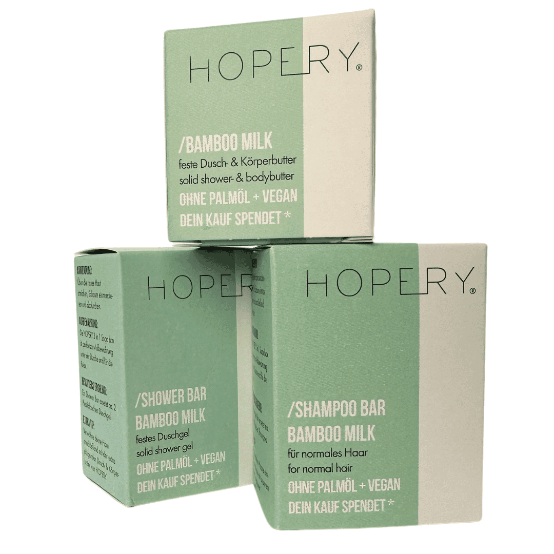 Hopery Pflege-Set "Bamboo Milk" – Körperbutter-festes Duschgel-Shampoo