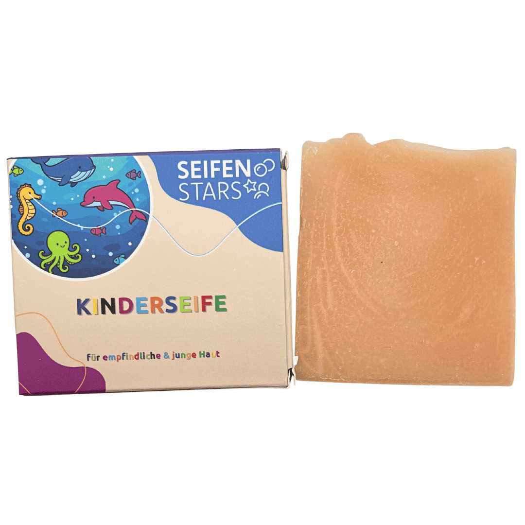Koerper- und Haarseife  Kinderseife – 100g von seifenstars, Vegan, Palmoelfrei, Tierversuchsfrei, Plastikfrei