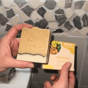 Körper- und Haarseife  "Kurkuma" – 100g von seifenstars-für fettige Haut,Vegan Plastikfrei,Palmölfrei