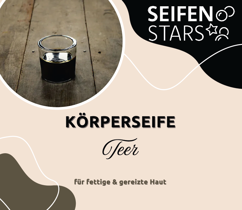 Körperseife  "Teer" – 100g von seifenstars für fettige und gereizte Haut