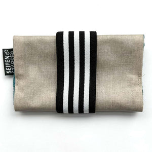 Seifentasche "Beige/Petrol" aus Baumwolle – 13,5 x 8 cm
