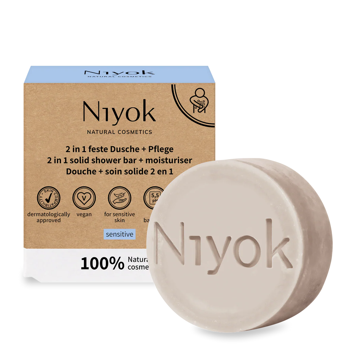 Niyok 2 in 1 feste Dusche feste Natur-Seife sensitiv 80g