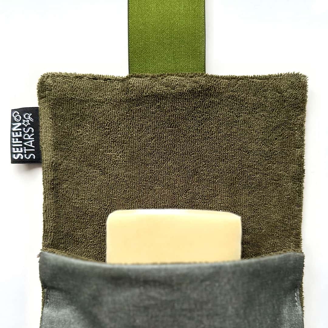 Seifentasche "Olive" aus Baumwolle – 13,5 x 8 cm