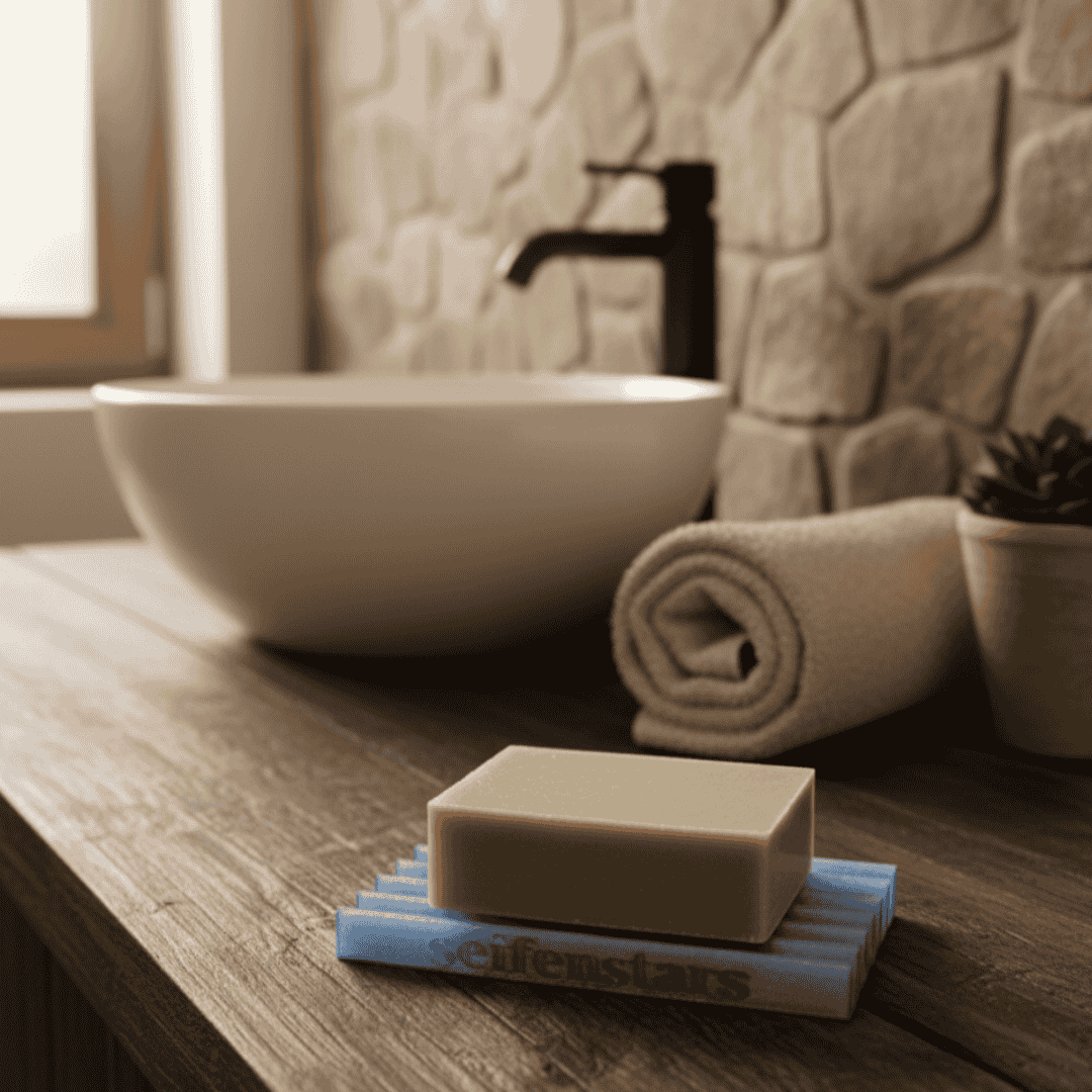 Seifenablage "Eisiger See - Blau-Transluzent", recyceltes PETG – 11 x 7,5 cm von seifenstars