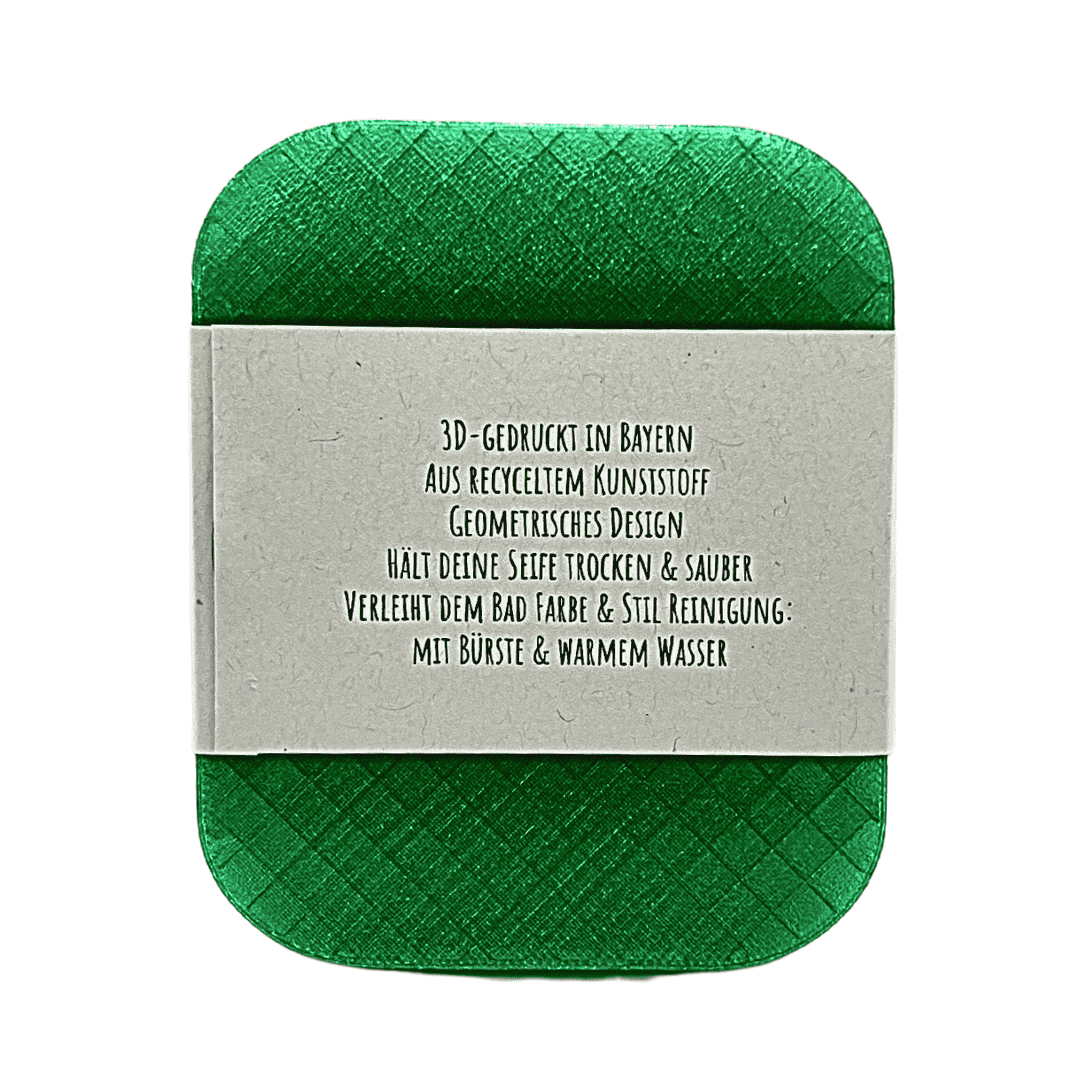Seifenablage "Flow“ in Grün recyceltes PETG – 8,3x10x1cm mit Meersalzseife