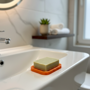 Seifenablage "Flow“ in Orange recyceltes PETG mit Meersalzseife