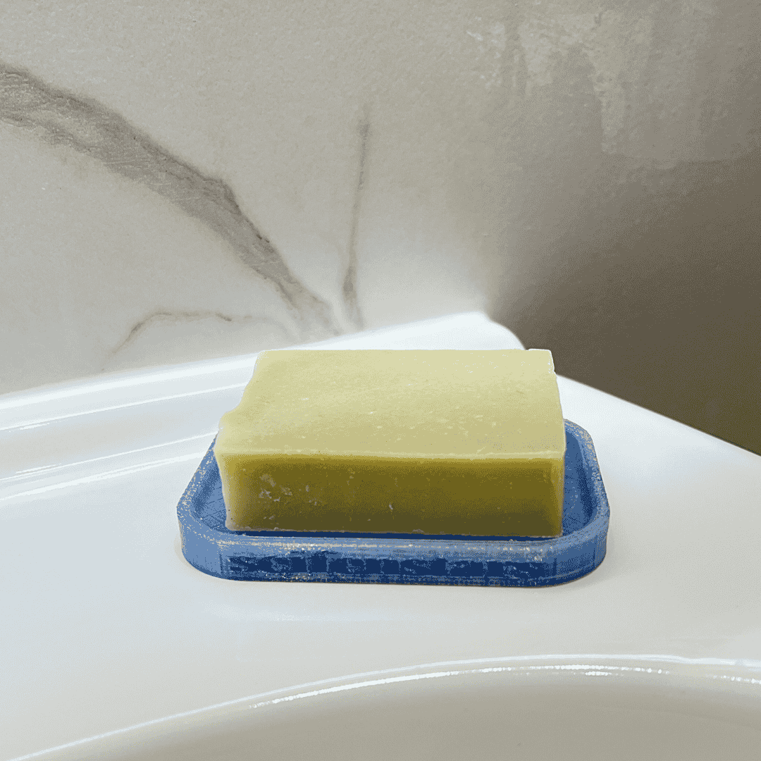 Seifenablage Flow in blau mit Meersalzseife rPETG von seifenstars