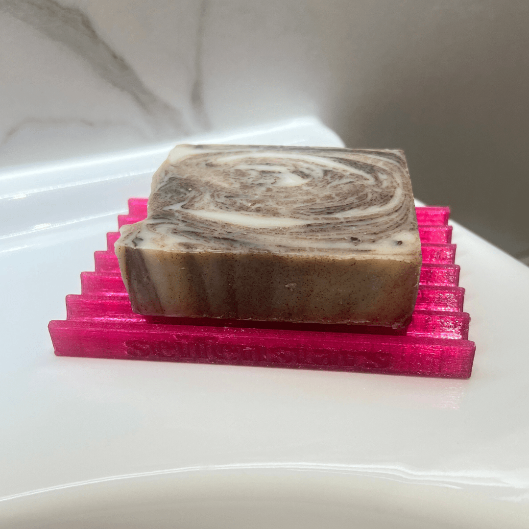 Seifenablage "Frostige Rose - Rosa-Transluzent", recyceltes PETG – 11 x 7,5 cm