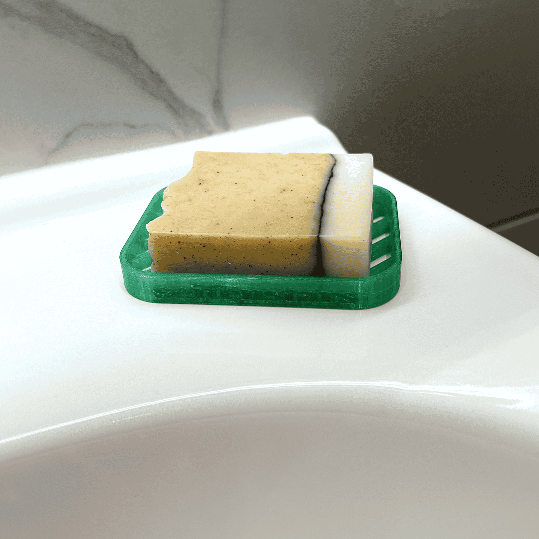 Seifenablage "Linéa - Grün" recyceltes PETG – 10 x 7,5 cm mit fester Naturseife