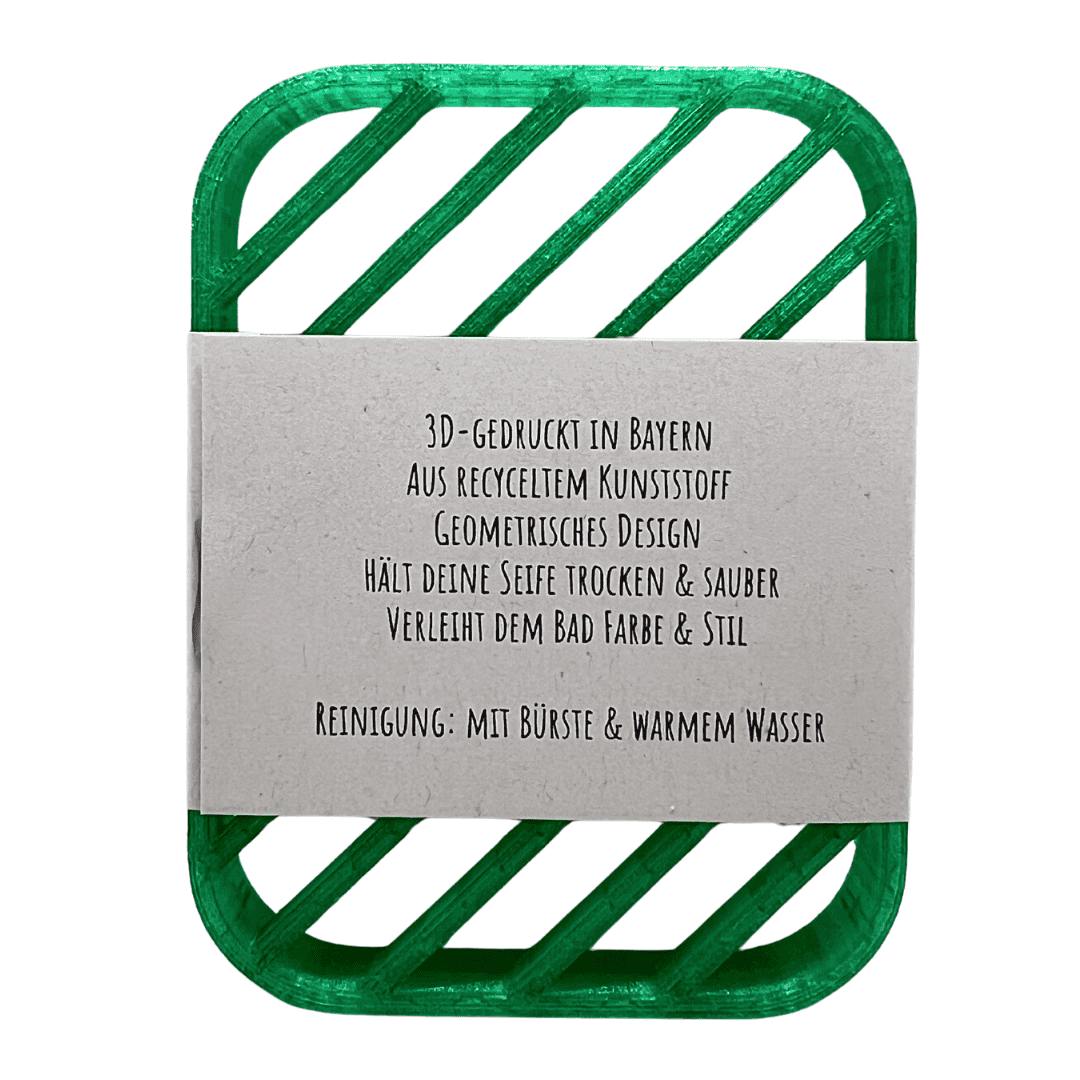 Seifenablage "Linéa - Grün" recyceltes PETG – 10 x 7,5 cm mit fester Naturseife