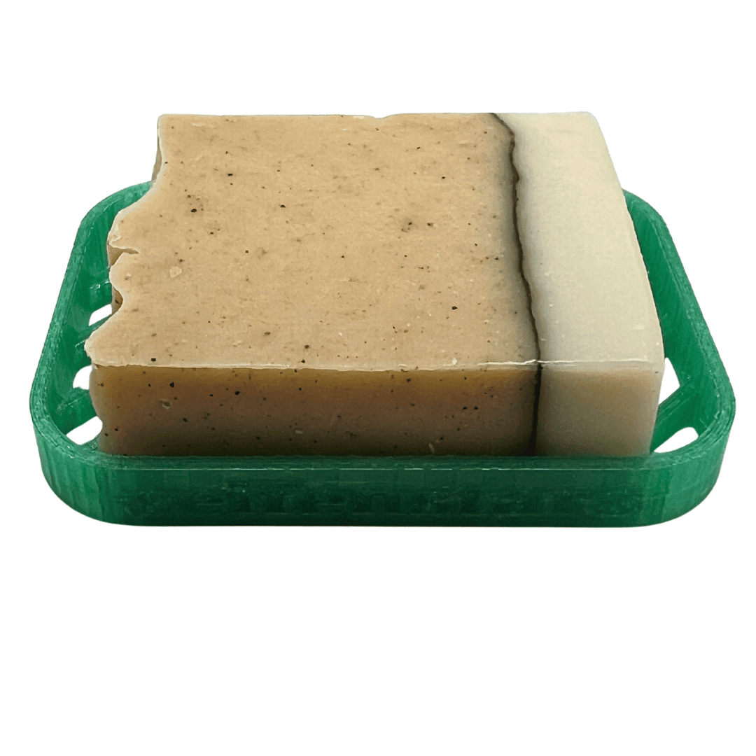 Seifenablage "Linéa - Grün" recyceltes PETG – 10 x 7,5 cm mit fester Naturseife