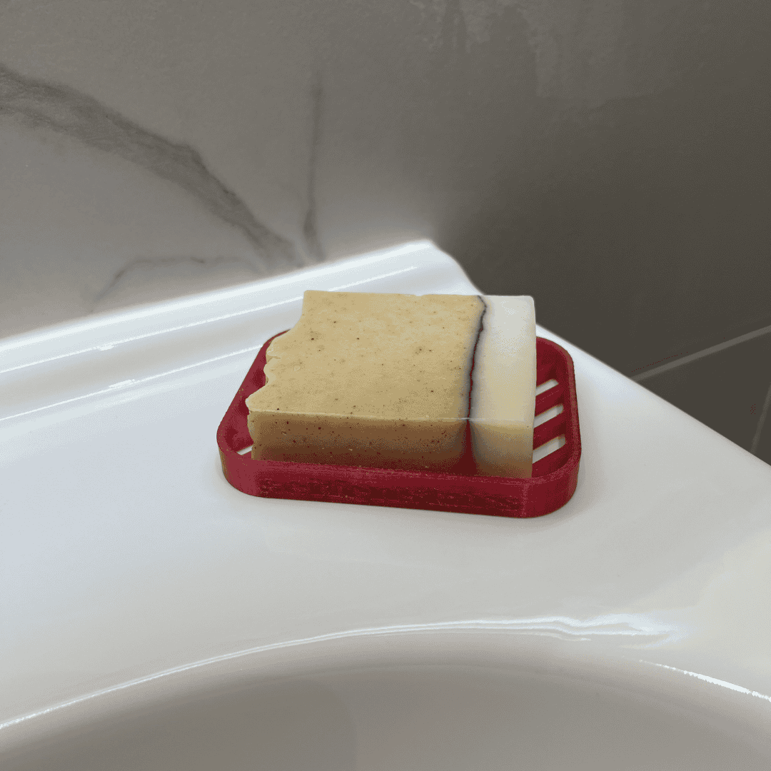 Seifenablage "Linéa - Rot" recyceltes PETG – 10 x 7,5 cm mit fester Seife