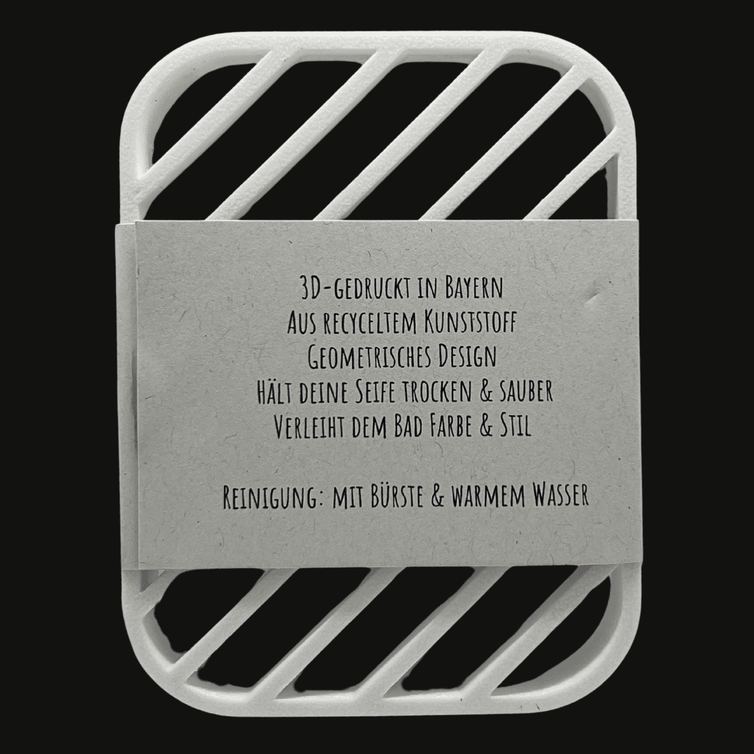 Seifenablage "Linéa – Weiß" recyceltes PETG – 10 x 7,5 cm mit fester Naturseife