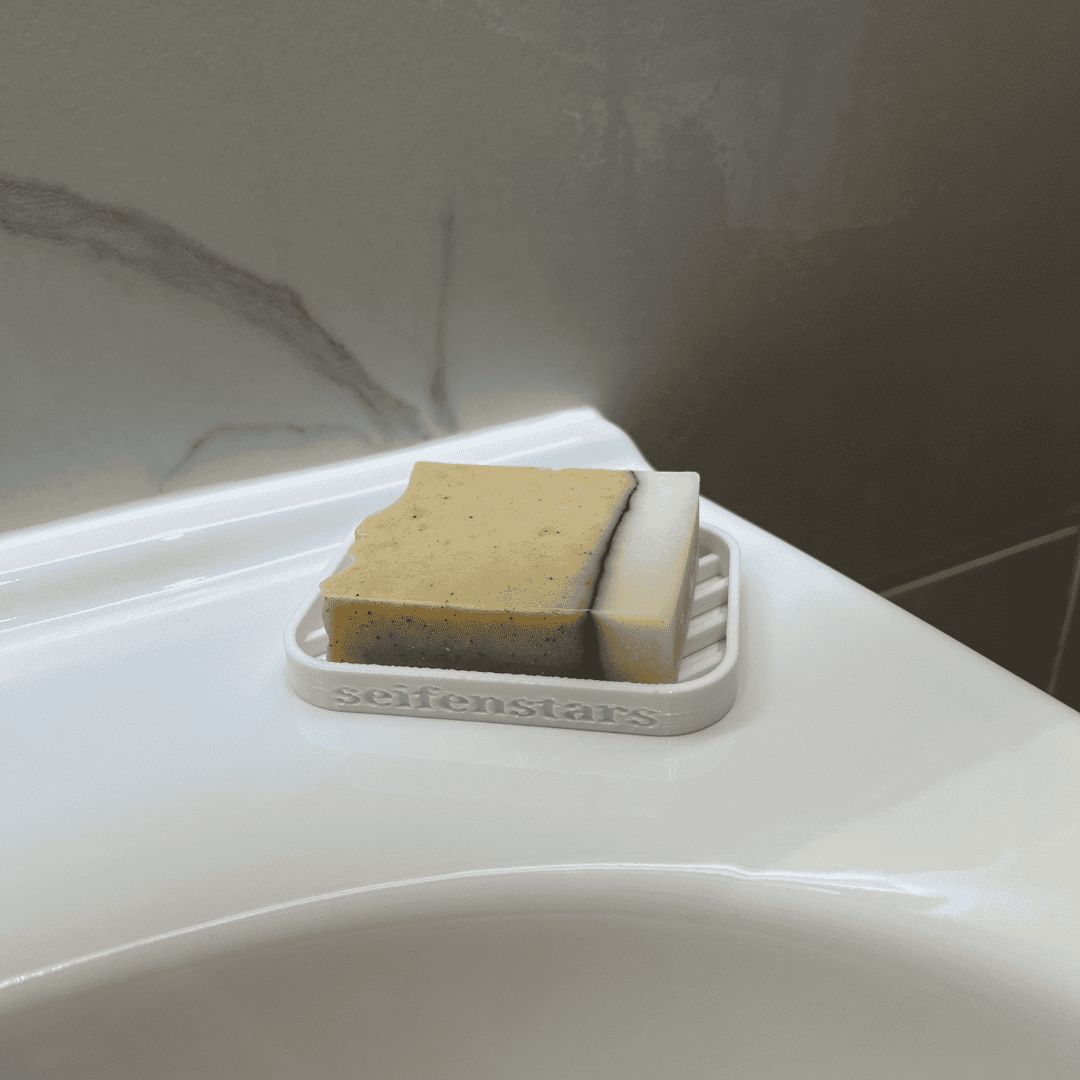 Seifenablage "Linéa – Weiß" recyceltes PETG – 10 x 7,5 cm mit fester Naturseife