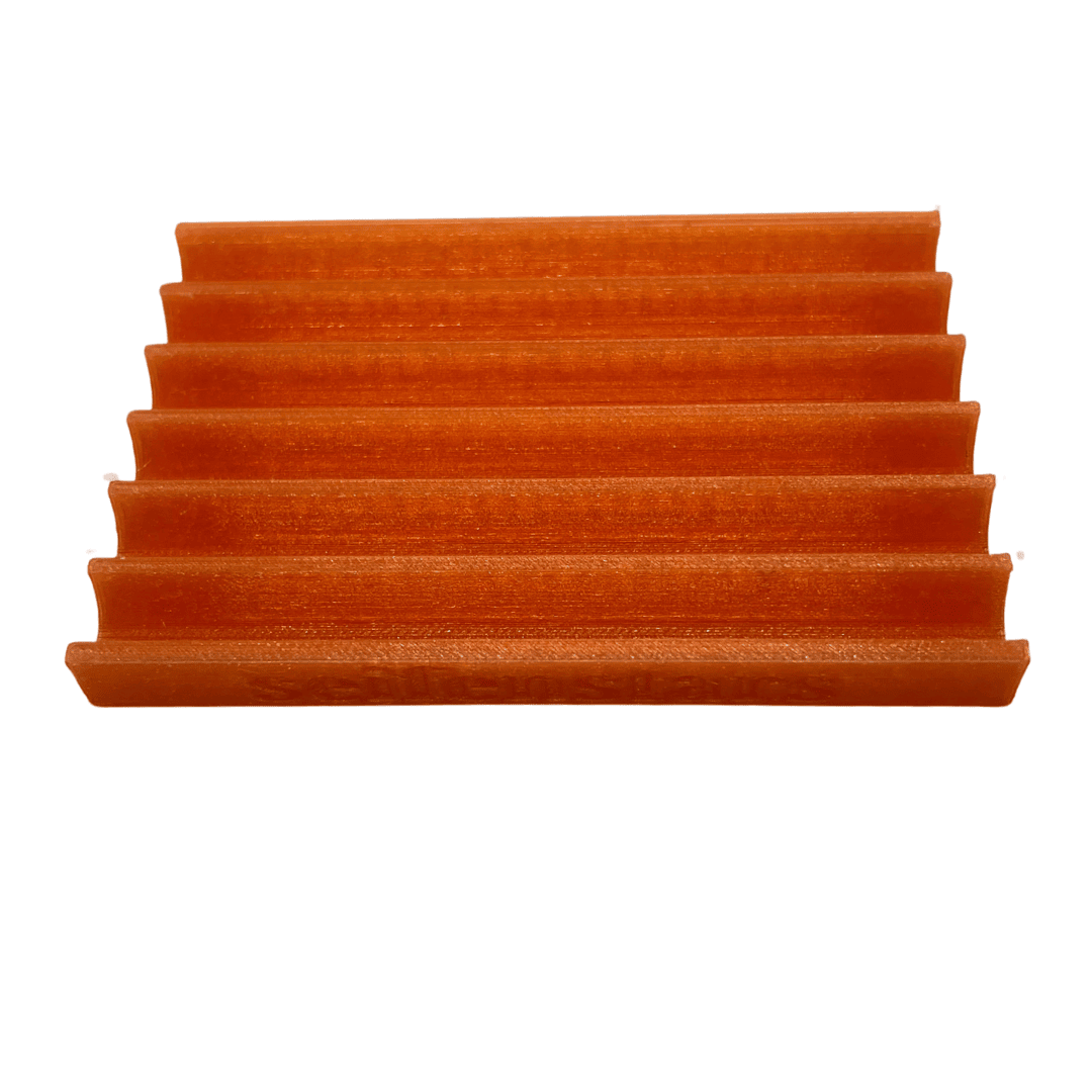 Seifenablage "Tanzende Flamme Orange-Transluzent", recyceltes PETG – 11 x 7,5 cm