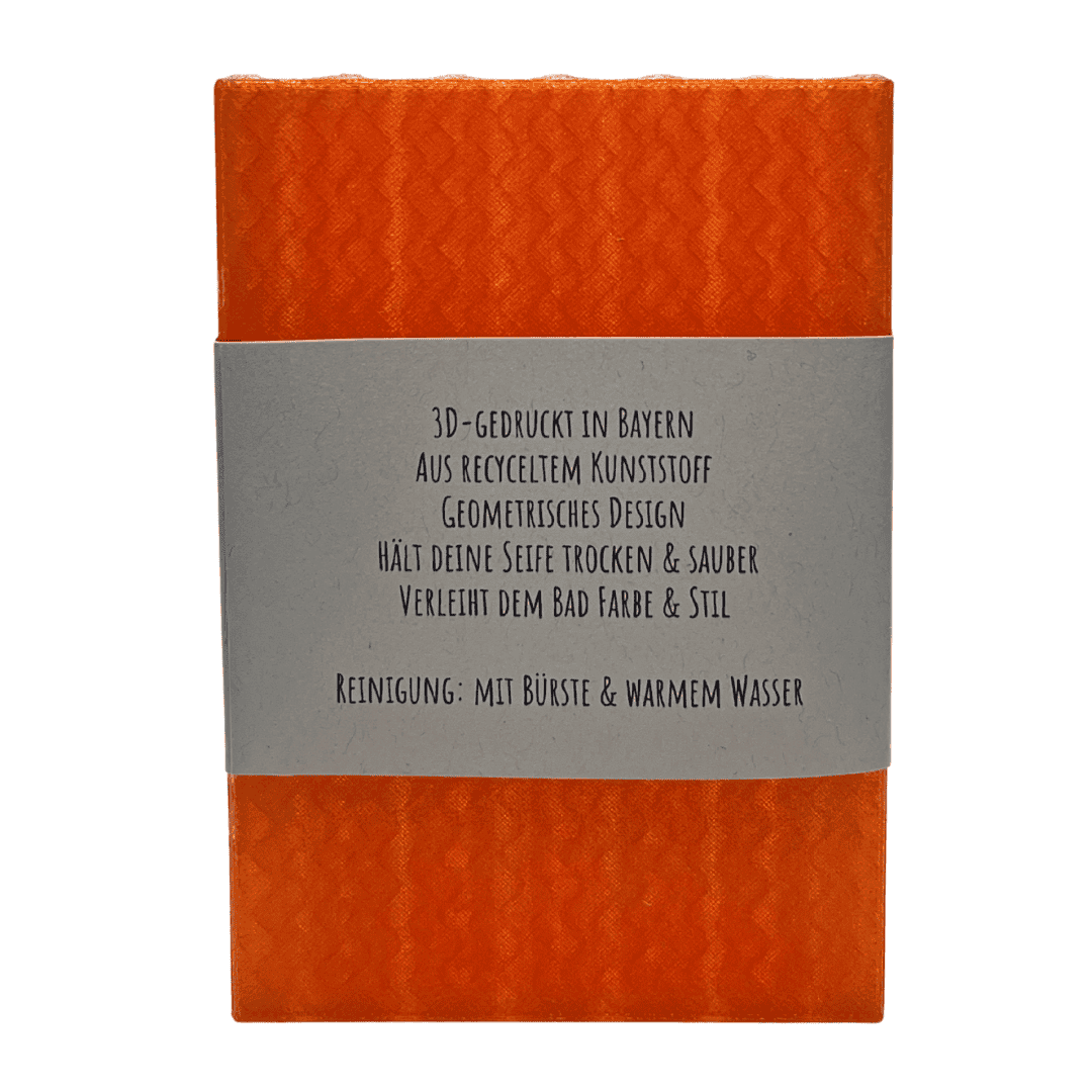 Seifenablage "Tanzende Flamme Orange-Transluzent", recyceltes PETG – 11 x 7,5 cm Rückseite