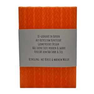 Seifenablage "Tanzende Flamme Orange-Transluzent", recyceltes PETG – 11 x 7,5 cm Rückseite