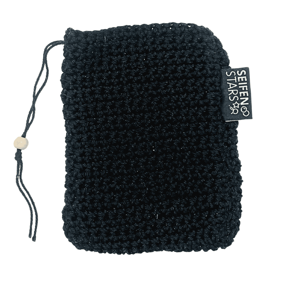 Seifensäckchen von seifenstars aus 100% Bio Baumwolle – 9 x 14 cm - schwarz