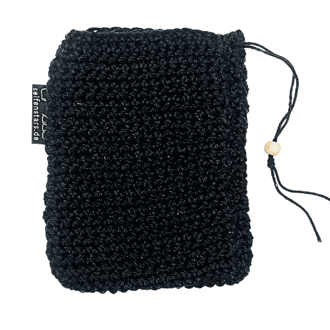 Seifensäckchen von seifenstars aus 100% Bio Baumwolle – 9 x 14 cm - schwarz