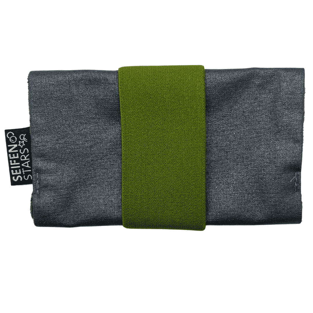 Seifentasche "Olive" aus Baumwolle mit fester Seife von seifenstars Vegan, Plastikfrei, Tierversuchsfrei, Palmölfrei