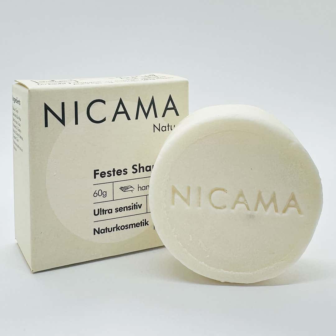 Shampoo "Natur (sensitiv)" – 60g,Nicama,Vegan,Palmölfrei,Plastikfrei,Naturkosmetik,handgemacht,Ultra sensitiv