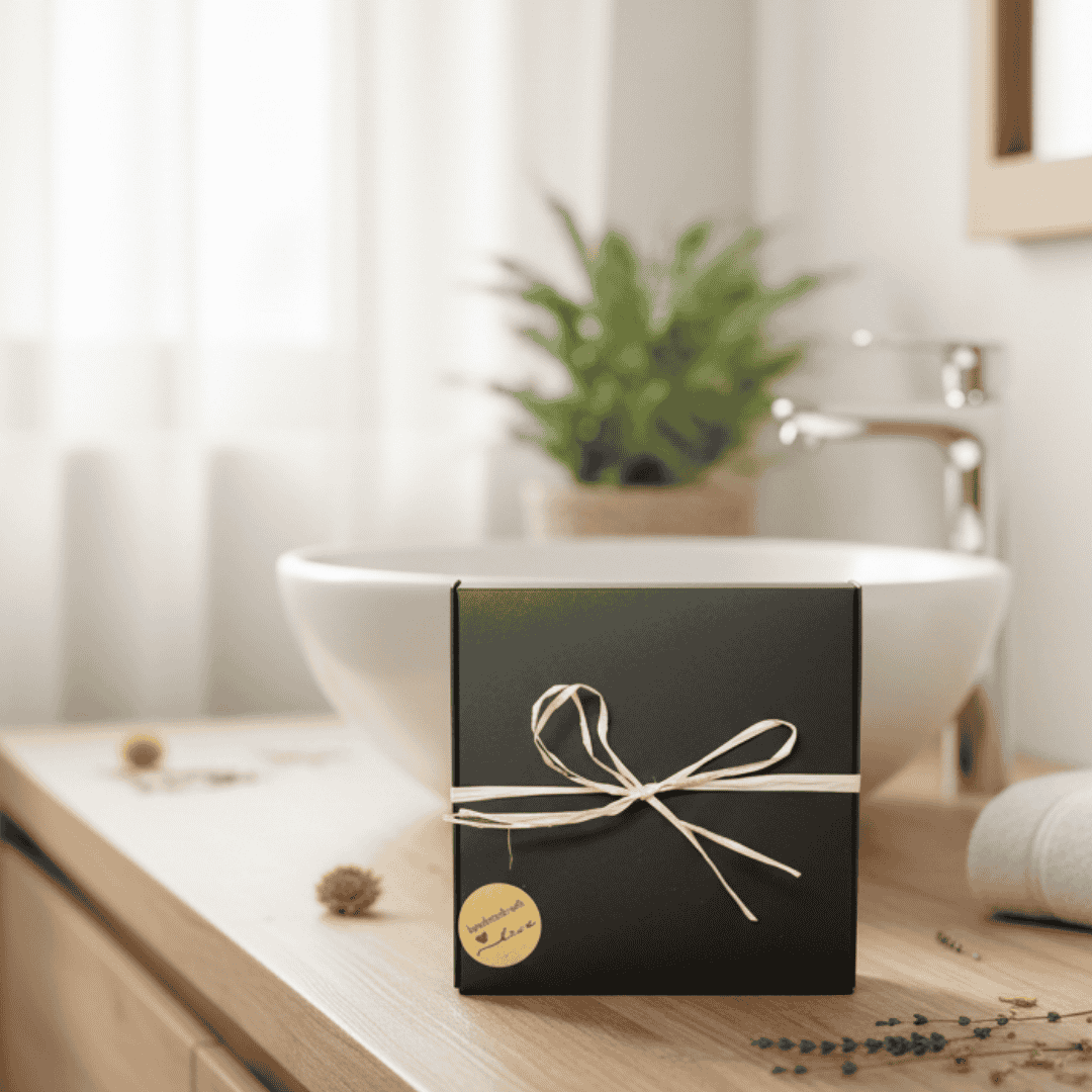 Soap Sample Box alles Liebe von seifenstars mit schwarzen Seifensaeckchen _Vegan_Palmoelfrei_Tierversuchsfrei_Plastikfrei-200g