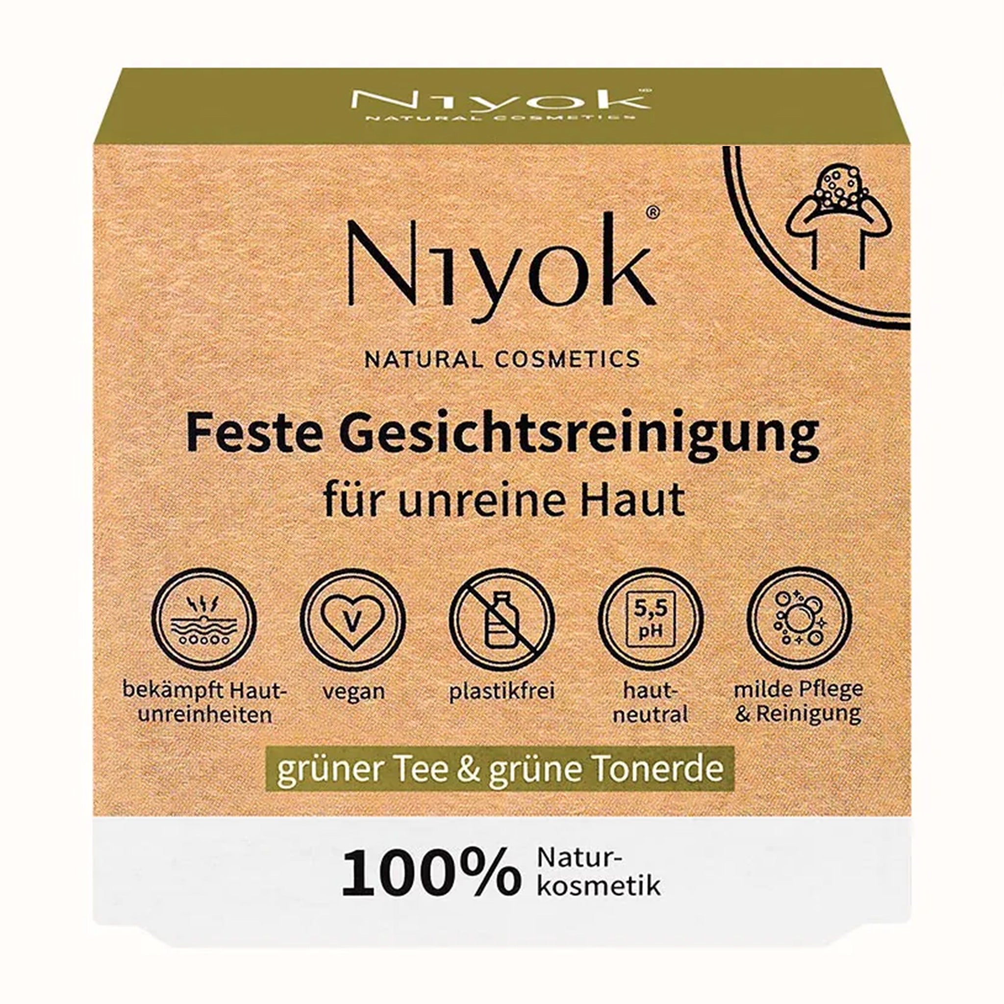 Start-Set "Impure",PlantBase Peelingpad und Niyk feste Gesichtsreinigung für unreine haut,grüner Tee und Tonerde