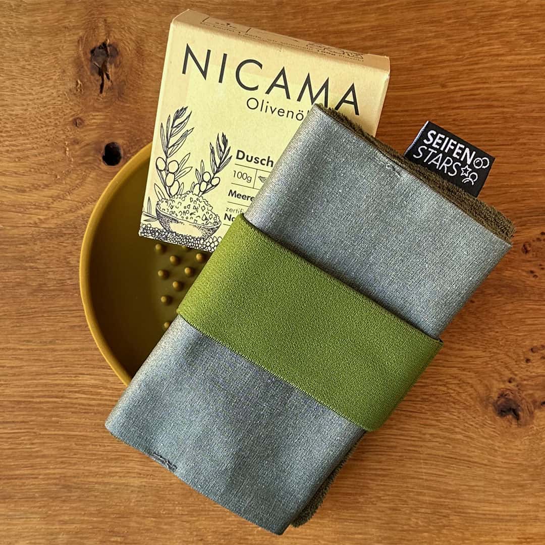Start-Set "Olive" Seifentasche mit Nicama Seife