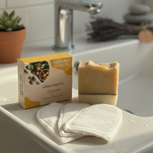 Start-Set "Glow & Clean" Kurkuma Naturseife und waschbare Abschminkpads,Vegan, Palmölfrei,Plastikfrei,Tierversuchsfrei