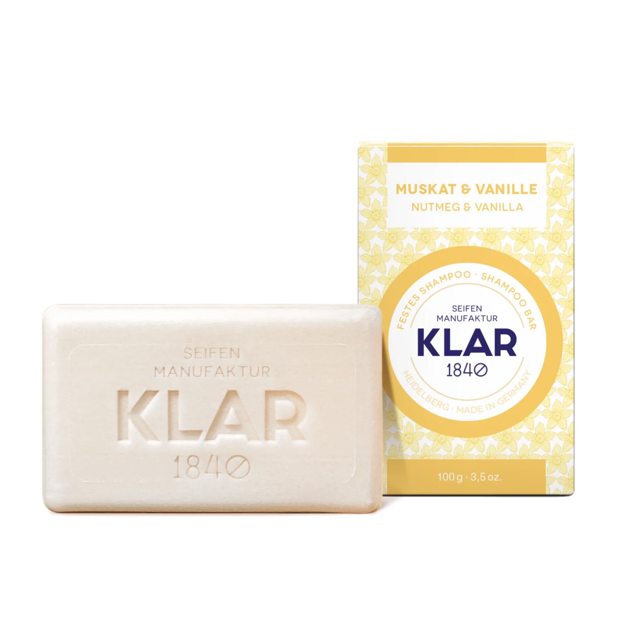 festes Shampoo "Muskat & Vanille" 100g,Klar Seife