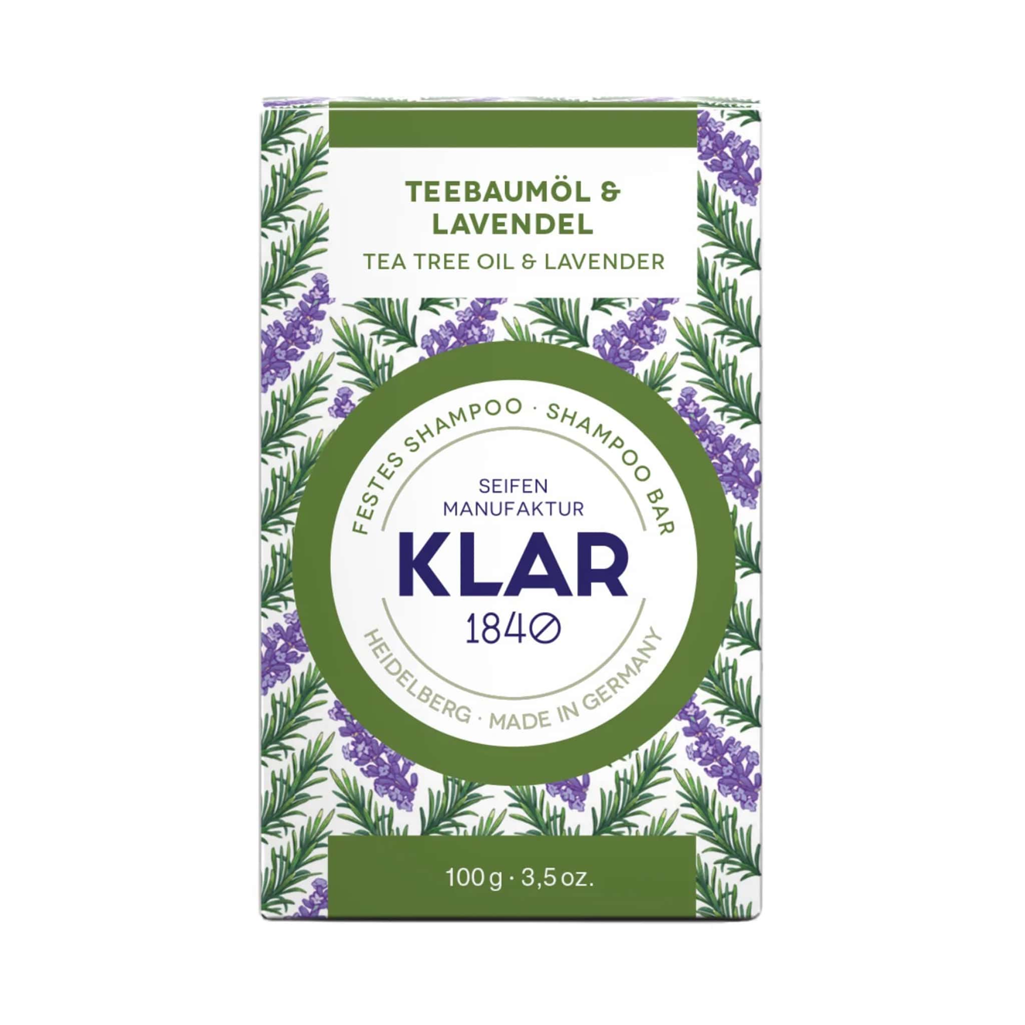 festes Shampoo "Teebaumöl & Lavendel" – 100g,Klar Seife