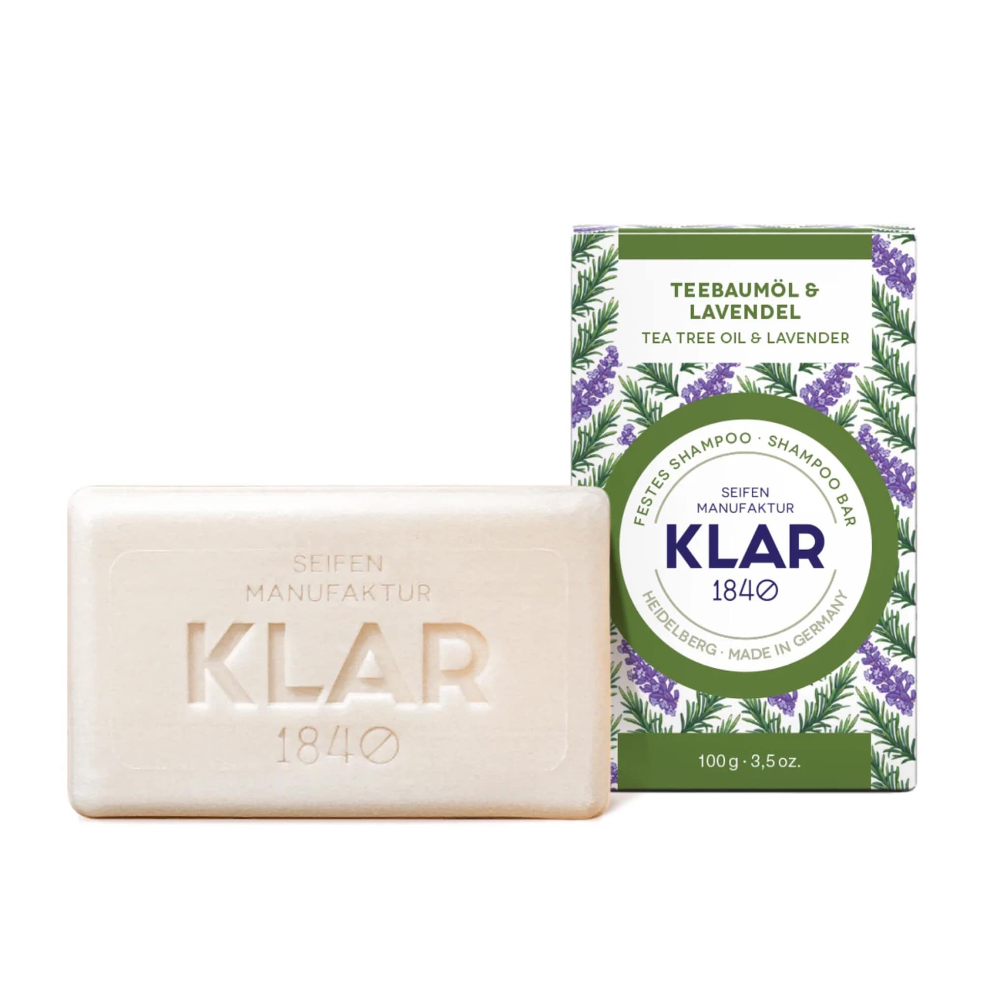 festes Shampoo "Teebaumöl & Lavendel" – 100g,Klar Seife