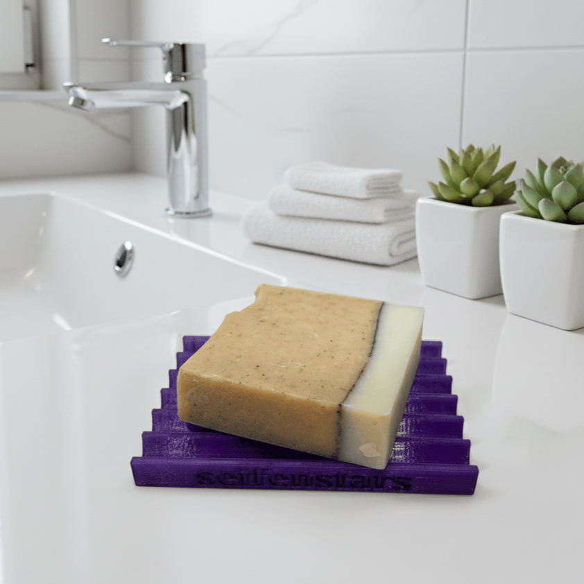 Seifenablage "Königlicher Amethyst Violett-Transluzent", recyceltes PETG – 11 x 7,5 cm