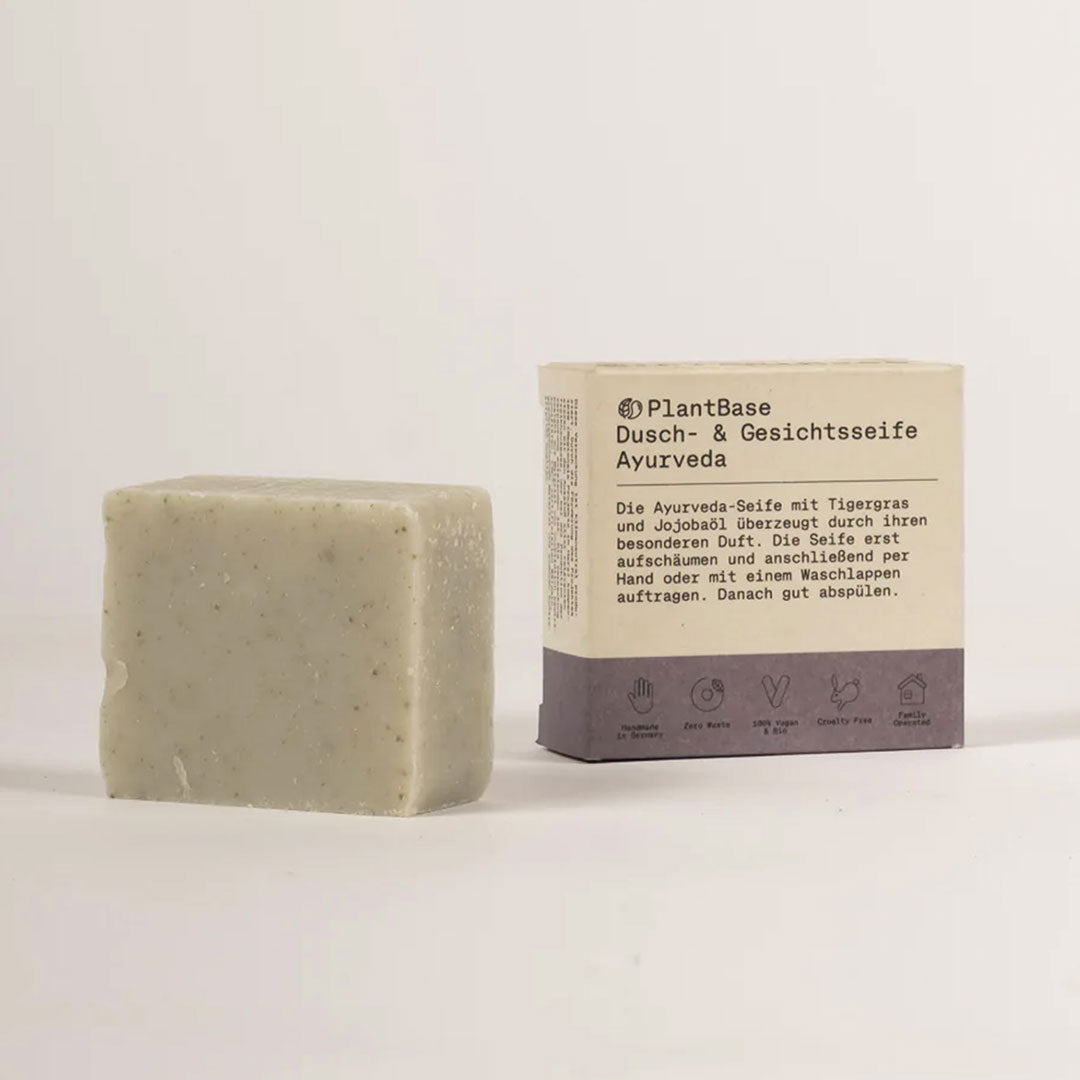 Dusch- und Gesichtsseife "Ayurveda", handgemacht – 100g,PlantBase,Vegan,PalmölfreiPlastikfrei,Handmade
