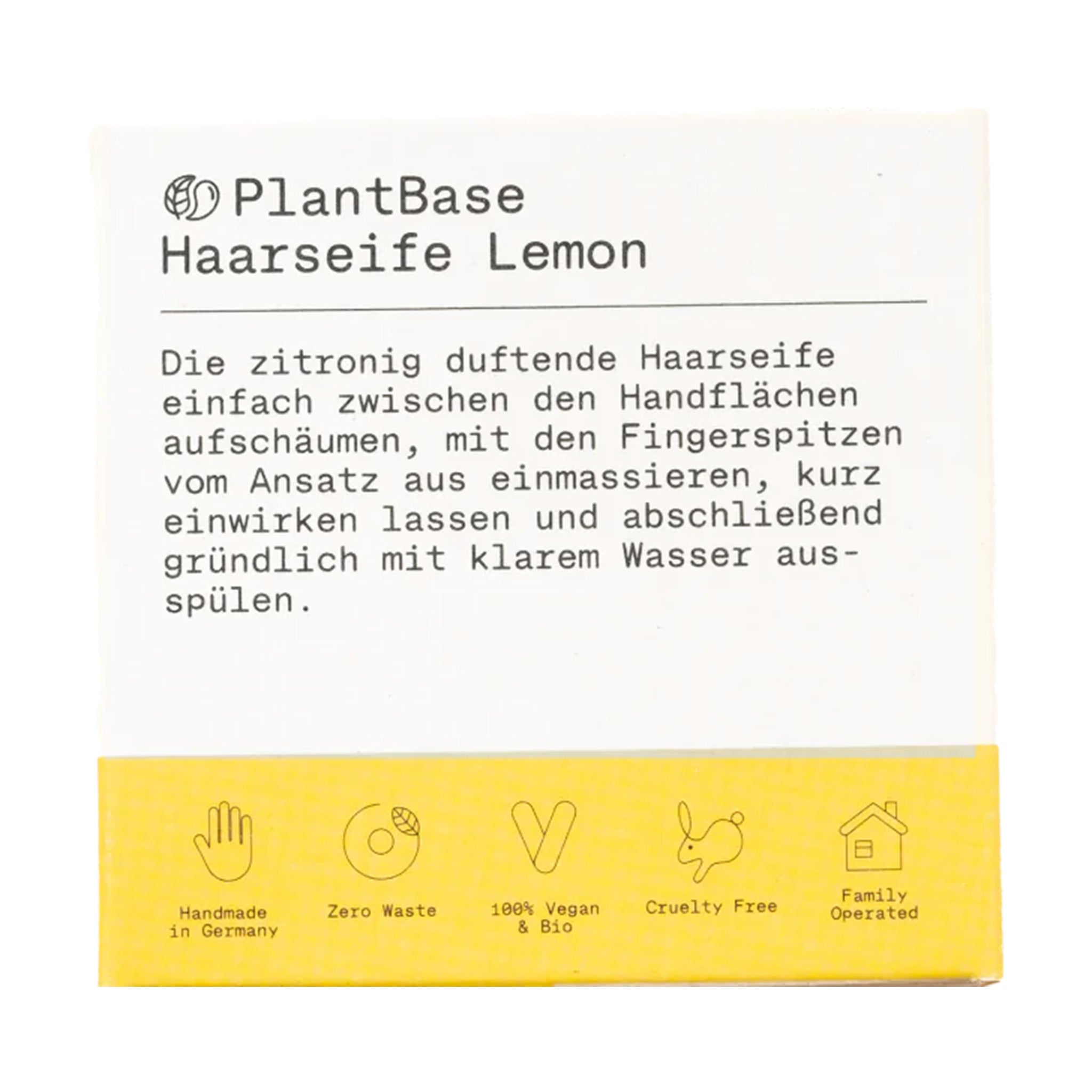 Haarseife "Lemon", handgemacht – 100g,PlantBase,Vegan,Palmölfrei,Plastikfrei,Zero Waste,Handmade,feste Seife