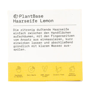 Haarseife "Lemon", handgemacht – 100g,PlantBase,Vegan,Palmölfrei,Plastikfrei,Zero Waste,Handmade,feste Seife