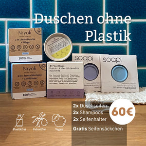 feste Seifen und Shampoo Niyok,PlantBase,Soapi Seifenhalter,Vegan,Palmölfrei,Plastikfrei