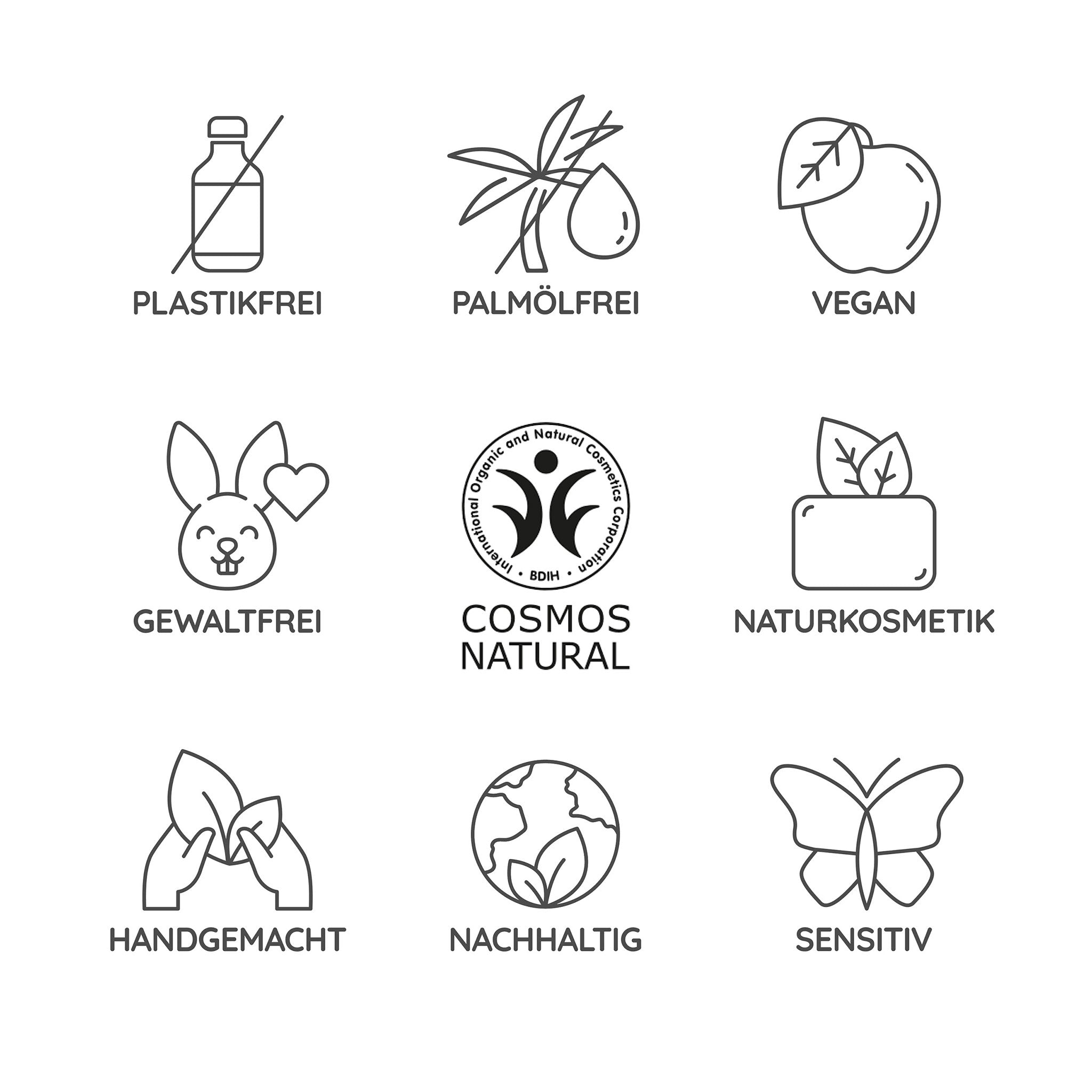 Plastikfrei, palmölfrei, Vegan, Naturseife, Tierversuchsfrei, Natur, Handgemacht, Nachhaltig