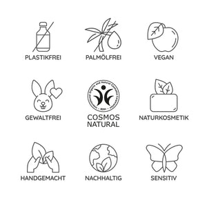 Plastikfrei, palmölfrei, Vegan, Naturseife, Tierversuchsfrei, Natur, Handgemacht, Nachhaltig